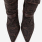 Myra - Brown Snake-Embossed Genuine Leather Banded Buckle Heeled Ankle Boot (Women)