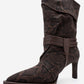 Myra - Brown Snake-Embossed Genuine Leather Banded Buckle Heeled Ankle Boot (Women)