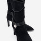 Myra - Black Snake-Embossed Banded Buckle Heeled Ankle Boot (Women)