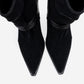 Myra - Black Snake-Embossed Banded Buckle Heeled Ankle Boot (Women)