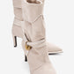 Myra - Beige Banded Buckle Heeled Ankle Boot (Women)