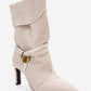 Myra - Beige Banded Buckle Heeled Ankle Boot (Women)