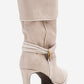Myra - Beige Banded Buckle Heeled Ankle Boot (Women)