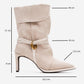 Myra - Beige Banded Buckle Heeled Ankle Boot (Women)