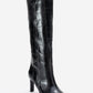 Lunelle - Black Pointed Toe Stiletto Heel Knee-High Boot (Women)