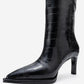 Lunelle - Black Pointed Toe Stiletto Heel Knee-High Boot (Women)