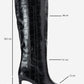 Lunelle - Black Pointed Toe Stiletto Heel Knee-High Boot (Women)