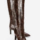 Lunelle - Brown Pointed Toe Stiletto Heel Knee-High Boot (Women)