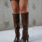 Lunelle - Brown Pointed Toe Stiletto Heel Knee-High Boot (Women)