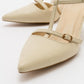 Frans - Off-White Pointed Toe Backless Low Heel Shoe (Women)