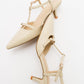 Frans - Off-White Pointed Toe Backless Low Heel Shoe (Women)