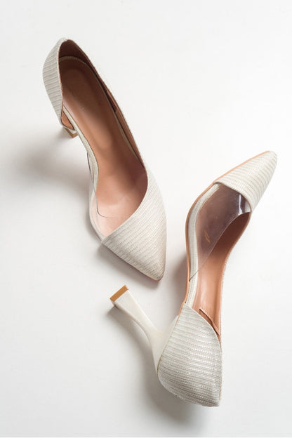 653 Heeled Shoe Pearl Glitter