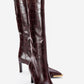 Lunelle - Burgundy Pointed Toe Stiletto Heel Knee-High Boot (Women)