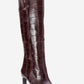 Lunelle - Burgundy Pointed Toe Stiletto Heel Knee-High Boot (Women)