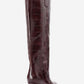 Lunelle - Burgundy Pointed Toe Stiletto Heel Knee-High Boot (Women)