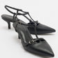 Frans - Black Pointed Toe Backless Low Heel Shoe (Women)
