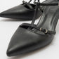 Frans - Black Pointed Toe Backless Low Heel Shoe (Women)