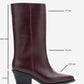 Juana - Burgundy Genuine Leather Pointed Toe Boot (Women)