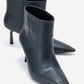 Rassel - Navy Smooth Pointed Toe Stiletto Heel Ankle Boot (Women)
