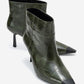 Rassel - Green Croc-Embossed Pointed Toe Stiletto Heel Ankle Boot (Women)