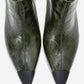 Rassel - Green Croc-Embossed Pointed Toe Stiletto Heel Ankle Boot (Women)