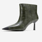 Rassel - Green Croc-Embossed Pointed Toe Stiletto Heel Ankle Boot (Women)