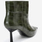 Rassel - Green Croc-Embossed Pointed Toe Stiletto Heel Ankle Boot (Women)