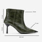 Rassel - Green Croc-Embossed Pointed Toe Stiletto Heel Ankle Boot (Women)