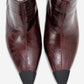 Rassel - Burgundy Croc-Embossed Pointed Toe Stiletto Heel Ankle Boot (Women)