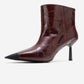 Rassel - Burgundy Croc-Embossed Pointed Toe Stiletto Heel Ankle Boot (Women)