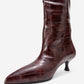 Crow - Burgundy Printed Pointed Toe Heeled Ankle Boot (Women)