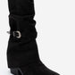 Okus - Black Buckle Chunky Heel Short Boot (Women)