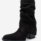 Okus - Black Buckle Chunky Heel Short Boot (Women)