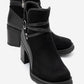 Wern - Black Suede Block Heel Ankle Boot (Women)
