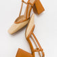 Rivie - Cognac Raffia Round Toe Chunky Heel Shoe (Women)
