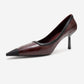 Rona - Burgundy Printed Matte Toe Heeled Shoe (Women)