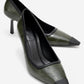 Rona - Green Printed Matte Toe Heeled Shoe (Women)