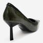 Rona - Green Printed Matte Toe Heeled Shoe (Women)