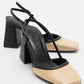 Rivie - Black Raffia Round Toe Chunky Heel Shoe (Women)