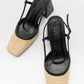 Rivie - Black Raffia Round Toe Chunky Heel Shoe (Women)