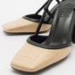 Rivie - Black Raffia Round Toe Chunky Heel Shoe (Women)