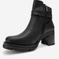 Heile - Black Buckle Block Heel Boot (Women)