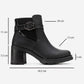 Heile - Black Buckle Block Heel Boot (Women)