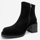 Junae - Black Genuine Leather Block Heel Boot (Women)