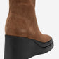 Livia - Cognac Genuine Leather Platform Wedge Boot (Women)