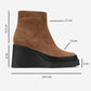 Livia - Cognac Genuine Leather Platform Wedge Boot (Women)