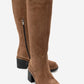 Fros - Cognac Genuine Leather Block Heel Knee-High Boot (Women)