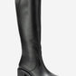 Fros - Black Genuine Leather Block Heel Knee-High Boot (Women)
