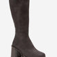 Carm - Brown Nubuck Platform Heel Mid-Calf Boot (Women)