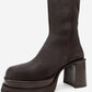 Carm - Brown Nubuck Platform Heel Mid-Calf Boot (Women)